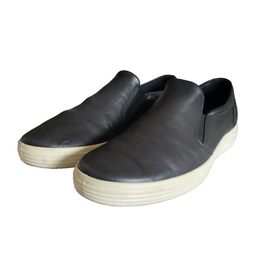ECCO Soft‎ 7 Mens Black Leather Slip On Sneakers Men's Size 9 EUR Size 43